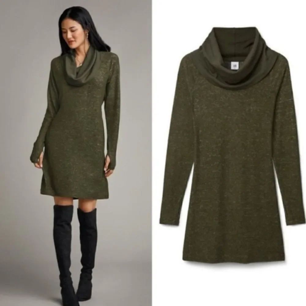 Cabi Solace Olive Green Cowl Neck Dress